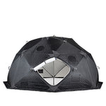 SaunaLife SaunaTrekker XL insulated portable sauna tent in black with front door open