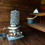 SaunaLife Titan SL1 Water Tank installed on Titan Propane Heater inside a sauna