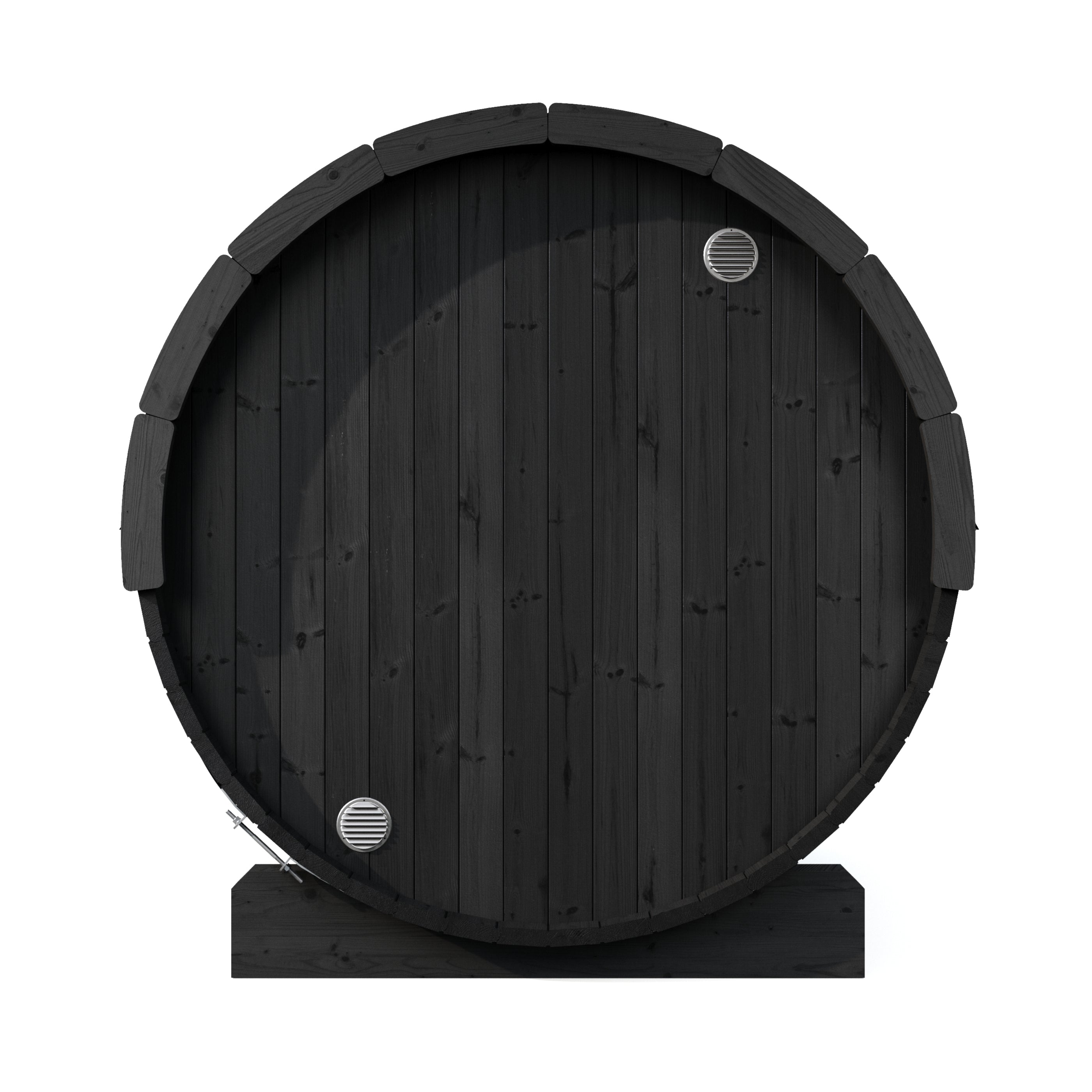 SaunaLife E8B 6 person black outdoor barrel sauna with bronze glass door and contemporary Scandinavian design