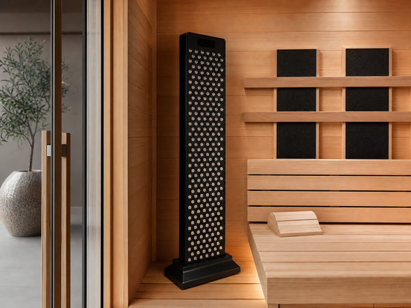 Inside an infrared sauna