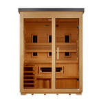 3 Person Outdoor Hybrid Sauna, Infrared and Traditional Stove, Flat Roof, Golden Designs Carinthia - NW Immersion