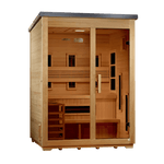 3 Person Outdoor Hybrid Sauna, Infrared and Traditional Stove, Flat Roof, Golden Designs Carinthia - NW Immersion