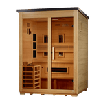 3 Person Outdoor Hybrid Sauna, Infrared and Traditional Stove, Flat Roof, Golden Designs Carinthia - NW Immersion