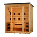 5 Person Outdoor Hybrid Sauna, Infrared and Traditional Stove, Flat Roof, Golden Designs Gargellen — alternate angle view