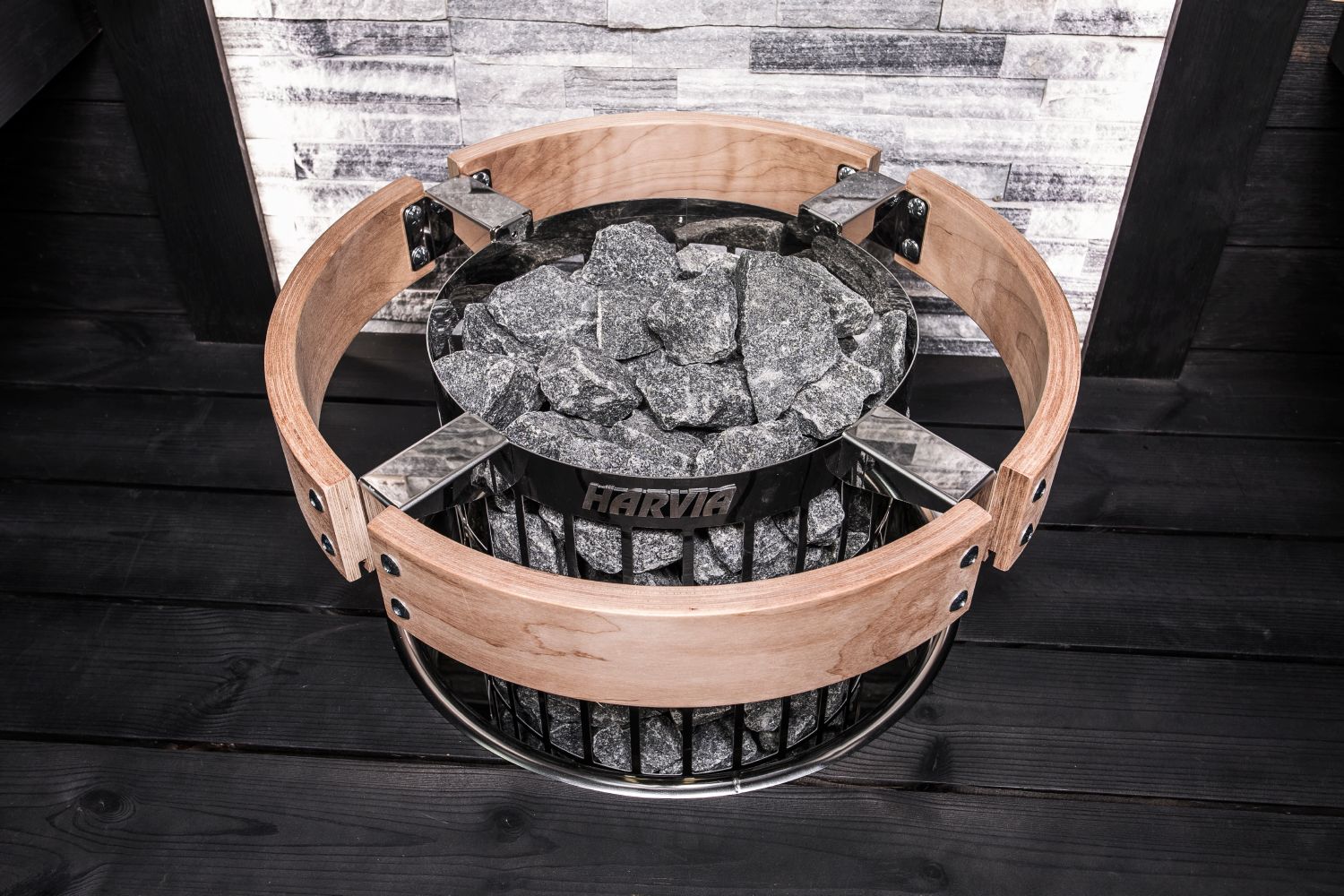 Harvia HPC3 Safety Rail on Cilindro in a sauna