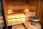 Harvia HPC3 Safety Rail wide shot installed on Cilindro inside a sauna