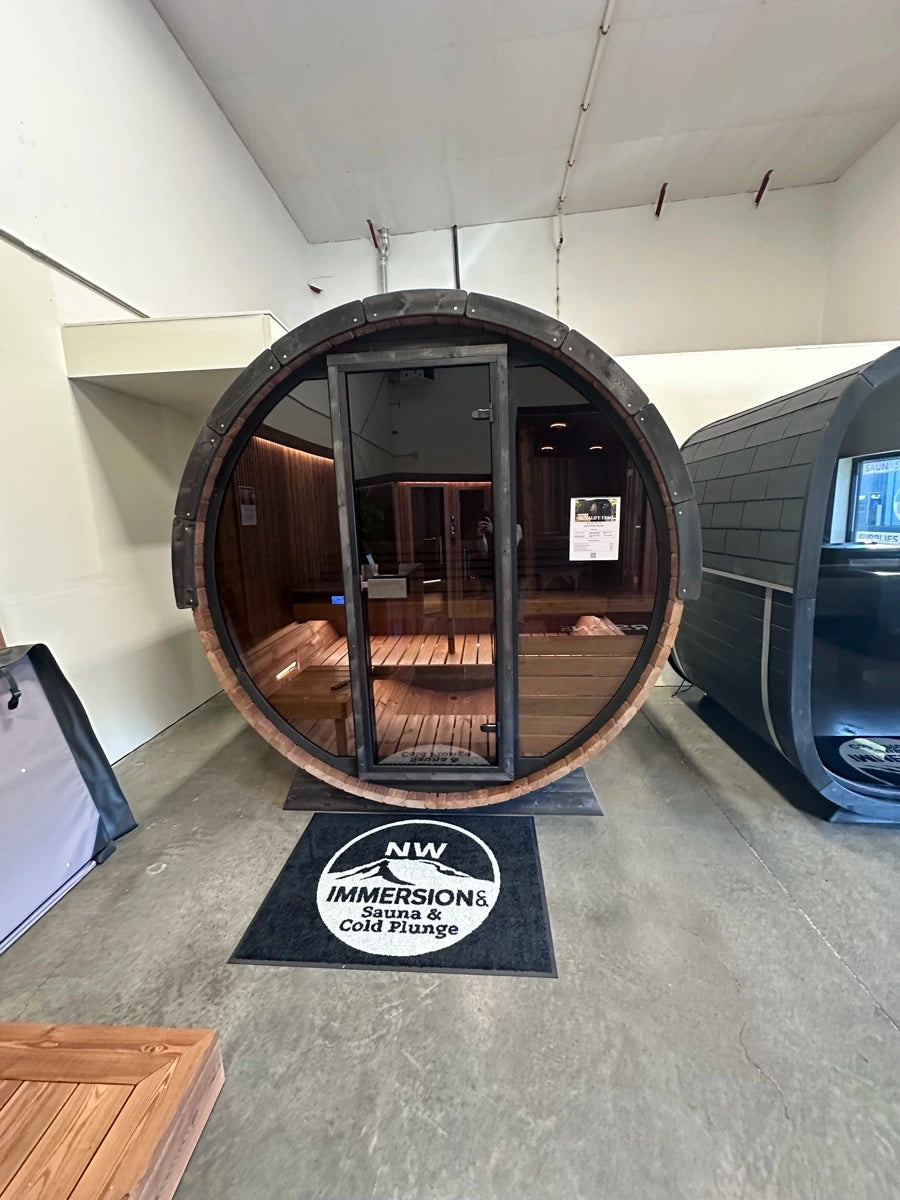 Assembled sauna kit on display in the NW Immersion showroom