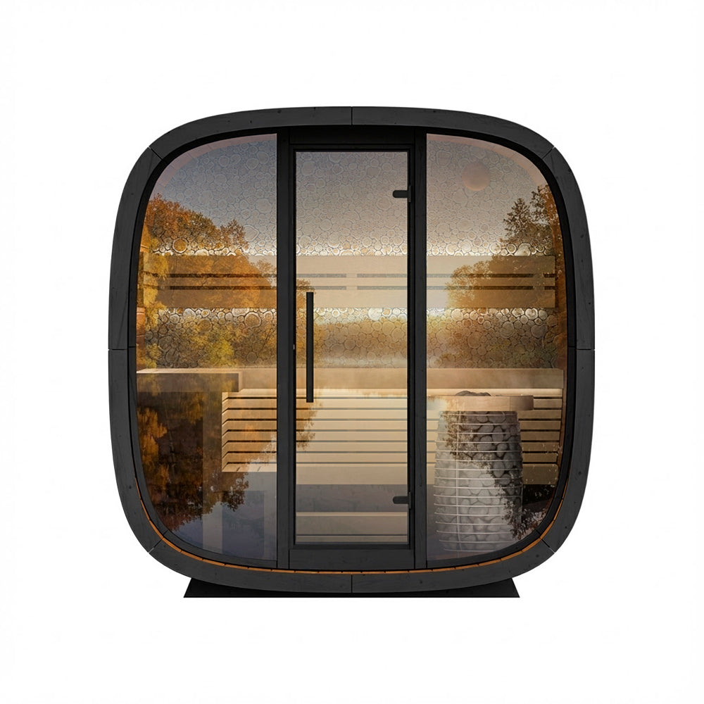 Leil Saunas Round Cube Mini, 4-5 Person Outdoor Sauna