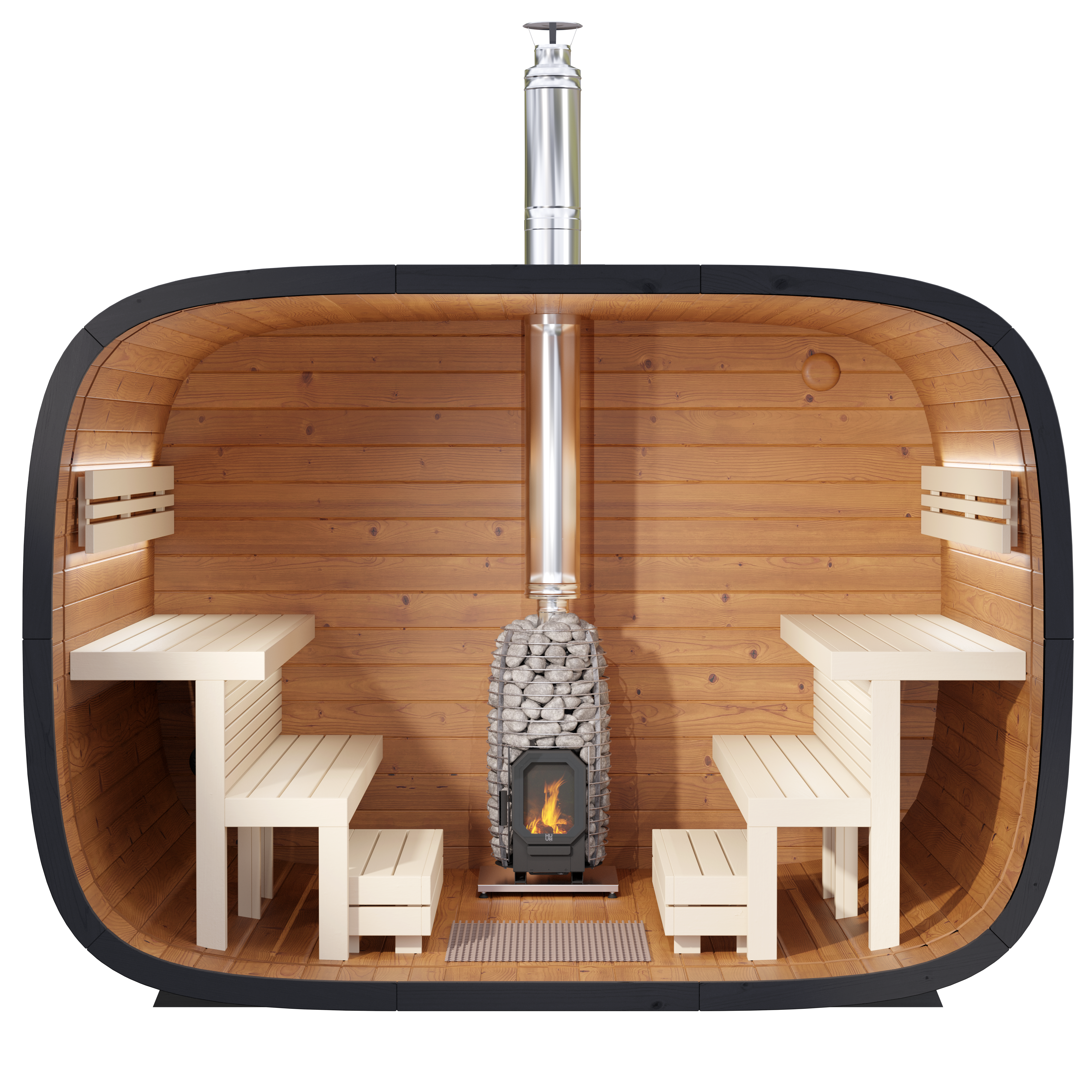 Leil Saunas Round Cube Single, 6-8 Person Outdoor Sauna