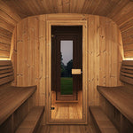 SaunaLife CL12GCP outdoor sauna suite at dusk - NW Immersion