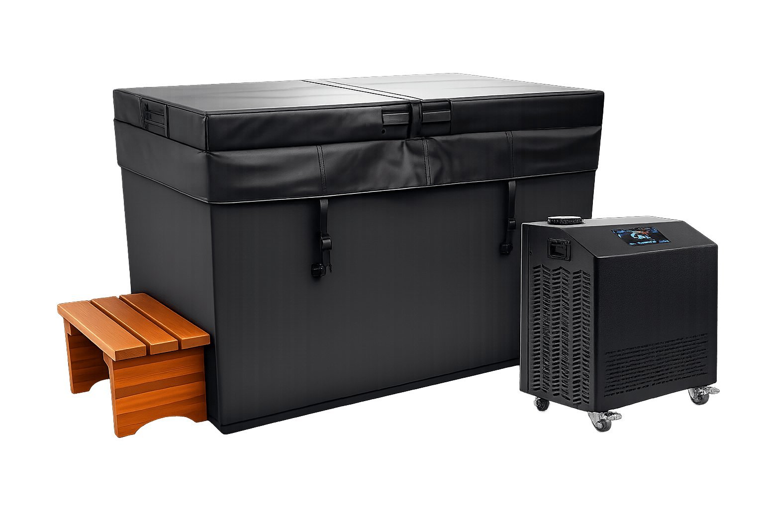 Black Cuboid Cold Plunge Tub with 1 HP Water Chiller – Complete Cold Therapy Package - NW Immersion