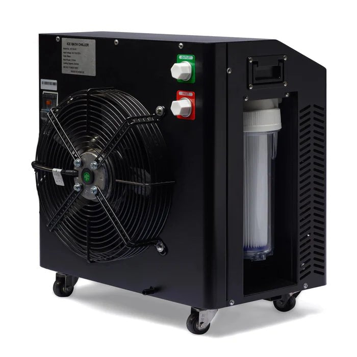 Black Cuboid Cold Plunge Tub with 1 HP Water Chiller – Complete Cold Therapy Package — alternate angle view (3)