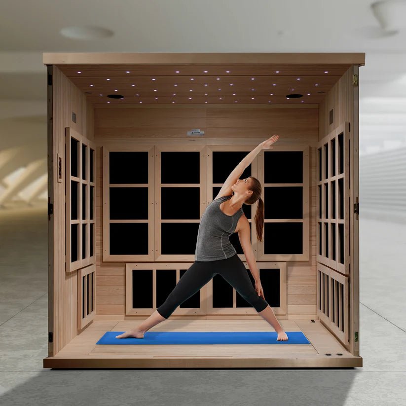 Golden Designs Catalonia™ 8 - Person Near Zero EMF Wheelchair Accessible Infrared Sauna & Yoga Studio - NW Immersion