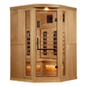 Golden Designs Reserve Edition™ 3 - Person Full Spectrum Near Zero EMF Corner Infrared Sauna with Himalayan Salt Bar - NW Immersion