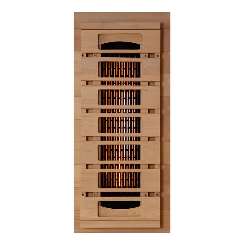 Golden Designs Reserve Edition™ 3 - Person Full Spectrum Near Zero EMF Corner Infrared Sauna with Himalayan Salt Bar - NW Immersion