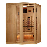 Golden Designs Reserve Edition™ 3 - Person Full Spectrum Near Zero EMF Corner Infrared Sauna with Himalayan Salt Bar - NW Immersion