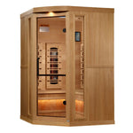 Golden Designs Reserve Edition™ 3 - Person Full Spectrum Near Zero EMF Corner Infrared Sauna with Himalayan Salt Bar - NW Immersion