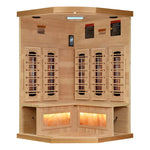 Golden Designs Reserve Edition™ 3 - Person Full Spectrum Near Zero EMF Corner Infrared Sauna with Himalayan Salt Bar - NW Immersion