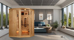 Golden Designs Reserve Edition™ 3 - Person Full Spectrum Near Zero EMF Corner Infrared Sauna with Himalayan Salt Bar - NW Immersion