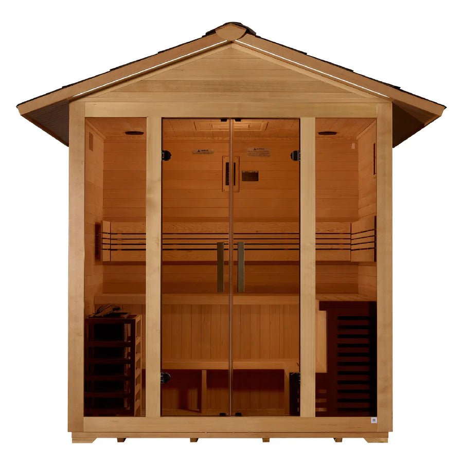 Golden Designs "Vorarlberg" 5 Person Traditional Outdoor Sauna - Canadian Hemlock - NW Immersion