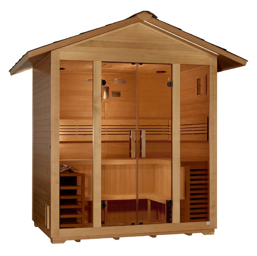 Golden Designs "Vorarlberg" 5 Person Traditional Outdoor Sauna - Canadian Hemlock - NW Immersion