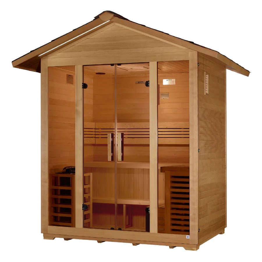 Golden Designs "Vorarlberg" 5 Person Traditional Outdoor Sauna - Canadian Hemlock - NW Immersion
