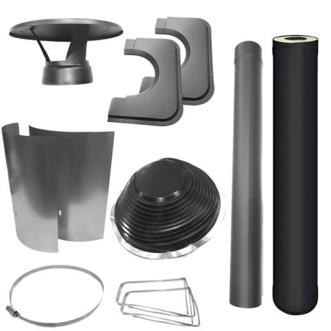 Harvia Chimney Package - Flat Roof / Barrel - Black - NW Immersion
