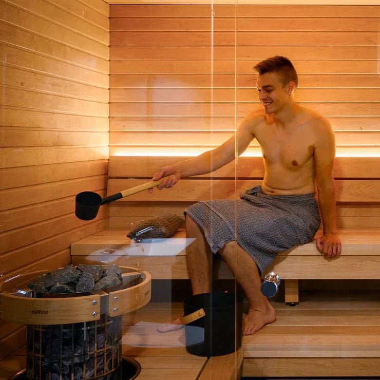 Harvia Cilindro PC90E 9kW Electric Sauna Heater Package with Fenix WiFi Control & Sauna Stones - NW Immersion
