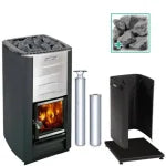 Harvia M3 woodstove package including stones and chimney