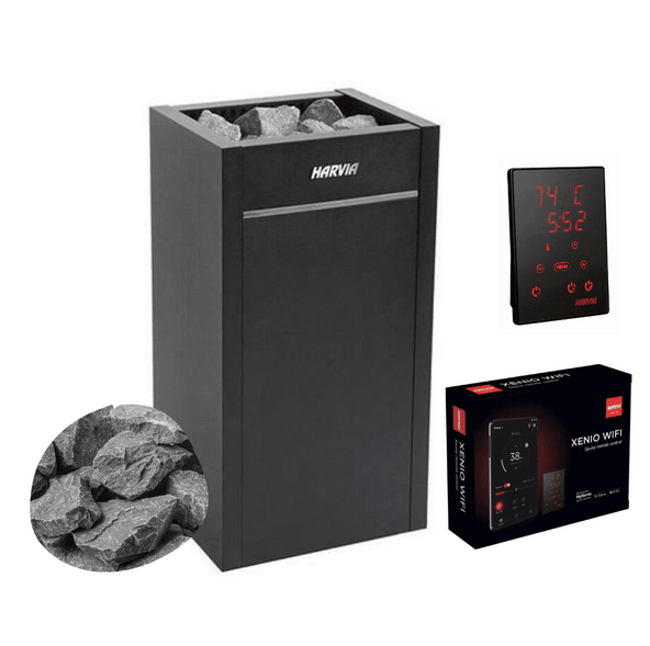 Harvia Virta HL110E 10.5kW Electric Sauna Heater Package with Xenio WiFi Control & Sauna Stones - NW Immersion