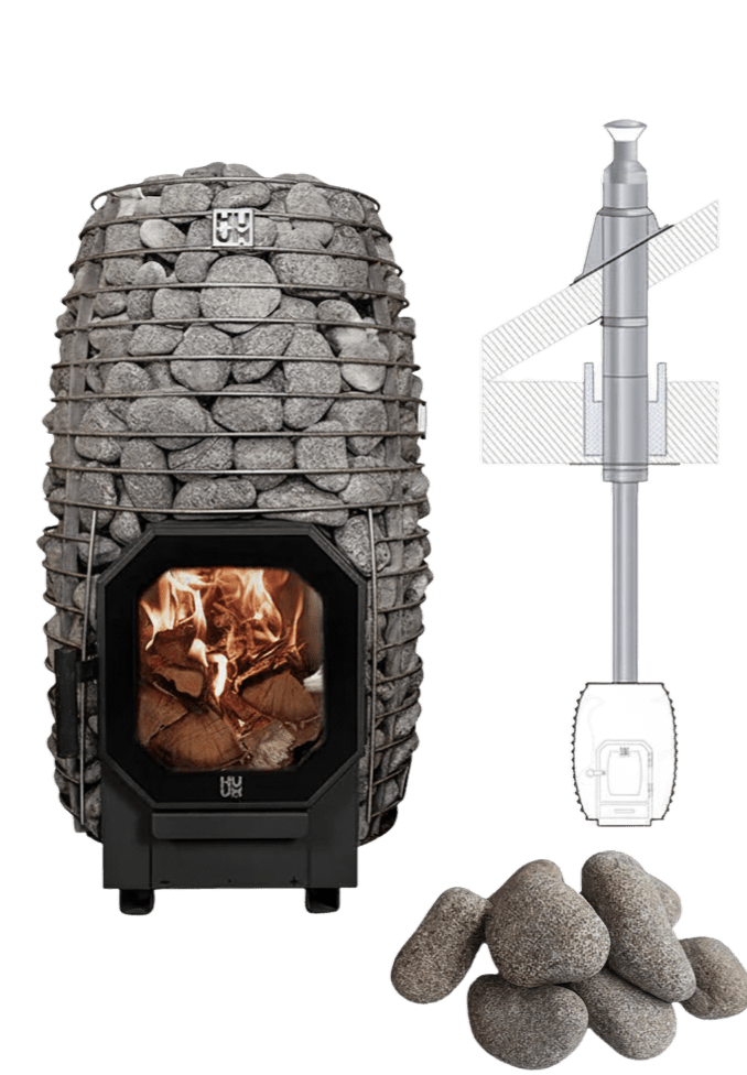 HUUM HIVE Flow Mini Sauna Stove Package including Chimney - NW Immersion