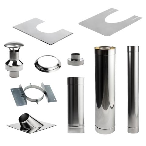HUUM Sauna Wood Stove Chimney Set, Thru-Ceiling — shown installed