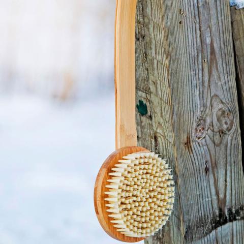 KOLO Bath Brush Bambu 2 Sauna Bath Brush with Handle, Natural Bamboo — alternate view
