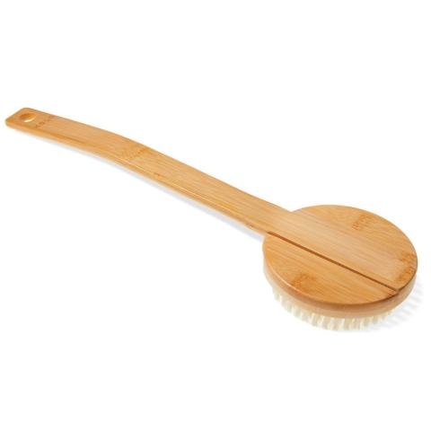 KOLO Bath Brush Bambu 2 Sauna Bath Brush with Handle, Natural Bamboo — detail and material view