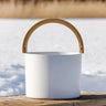 KOLO Bucket 2 Sauna Bucket with curved Handle, Bamboo/Aluminum, 1.5Gal - WHITE - NW Immersion