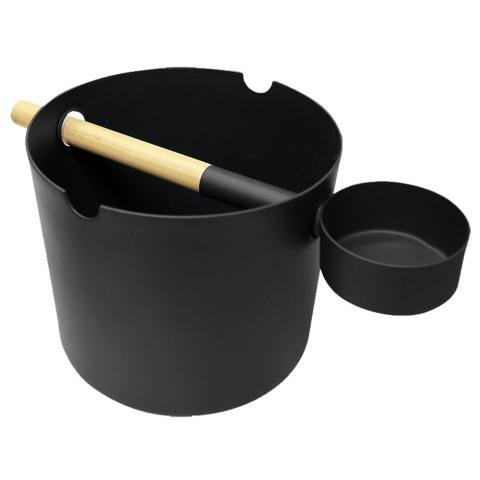 KOLO Bucket and Ladle Sauna Bucket and Ladle Set, Bamboo/Aluminum, 1Gal - BLACK - NW Immersion