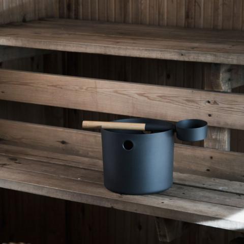 KOLO Bucket and Ladle Sauna Bucket and Ladle Set, Bamboo/Aluminum, 1Gal - BLACK - NW Immersion