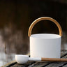 KOLO Sauna Set 2 Sauna Bucket with curved handle and Ladle, Bamboo/Aluminum, 1Gal - WHITE - NW Immersion