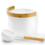 KOLO Sauna Set 2 Sauna Bucket with curved handle and Ladle, Bamboo/Aluminum, 1Gal - WHITE - NW Immersion