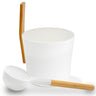 KOLO Sauna Set 3 Sauna Bucket with straight handle and Ladle, Bamboo/Aluminum, 1Gal - WHITE — product photo