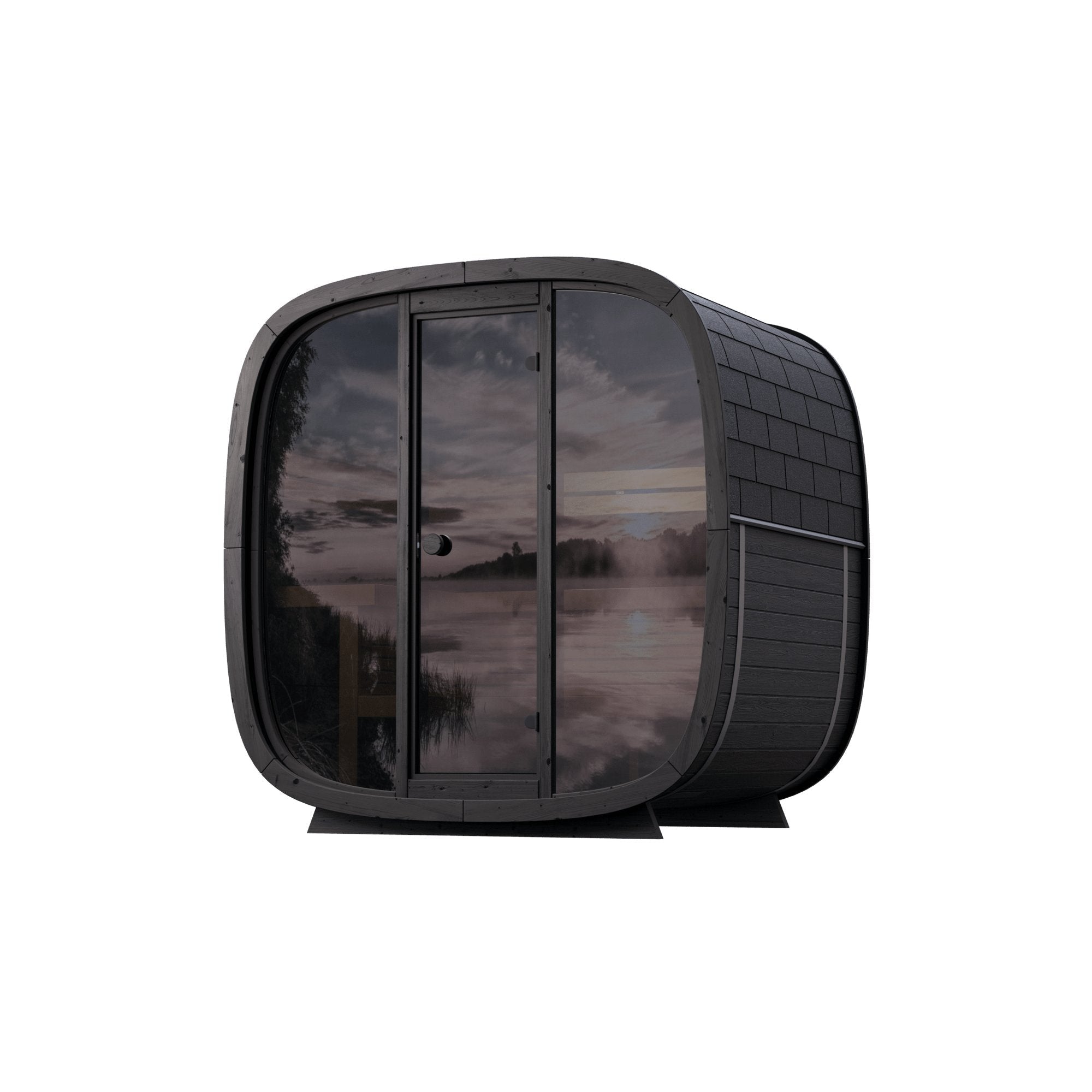 Leil Black Cube Classic 4 Person Outdoor Traditional Finnish Sauna - NW Immersion