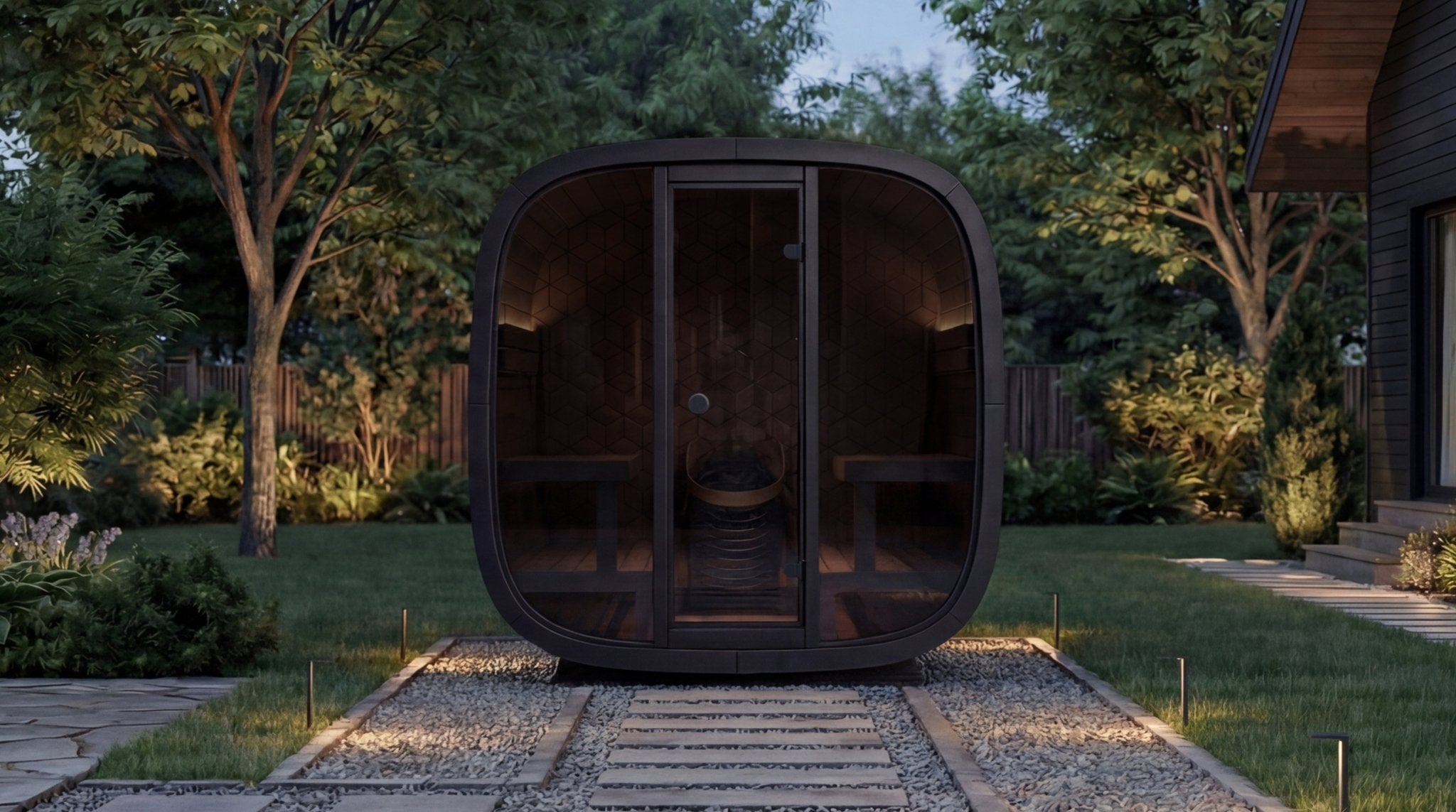 Leil Black Cube - Premium 4 - Person Outdoor Sauna Kit - NW Immersion