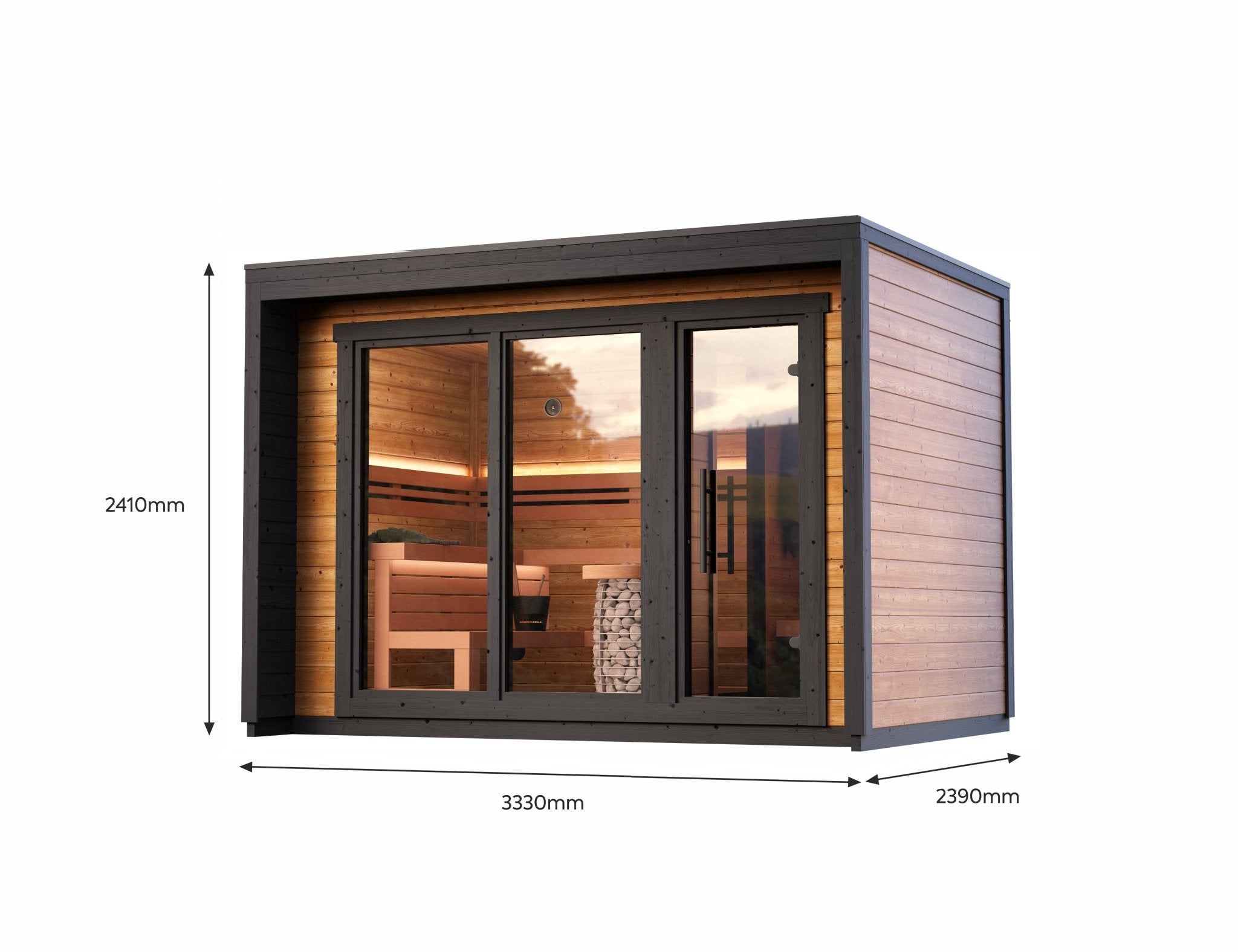 Leil Patio M, 5-Person Outdoor Traditional Finnish Sauna with Front Room - NW Immersion