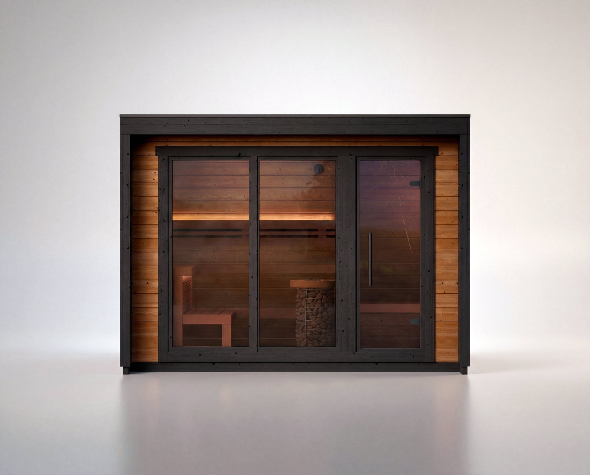 Leil Patio M, 5-Person Outdoor Traditional Finnish Sauna with Front Room - NW Immersion