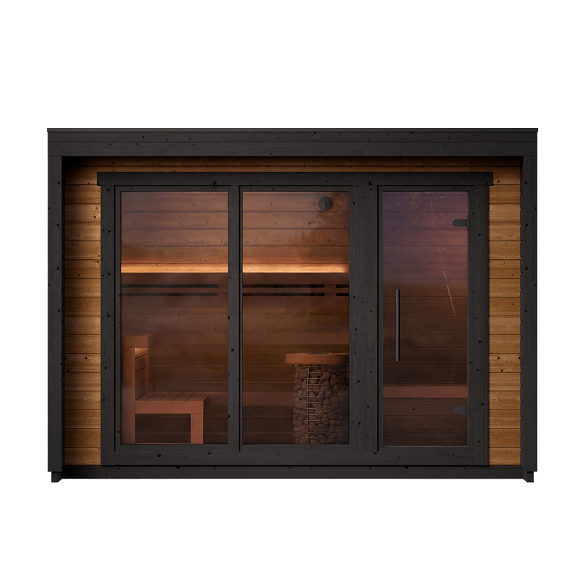 Leil Patio M, 5-Person Outdoor Traditional Finnish Sauna with Front Room - NW Immersion