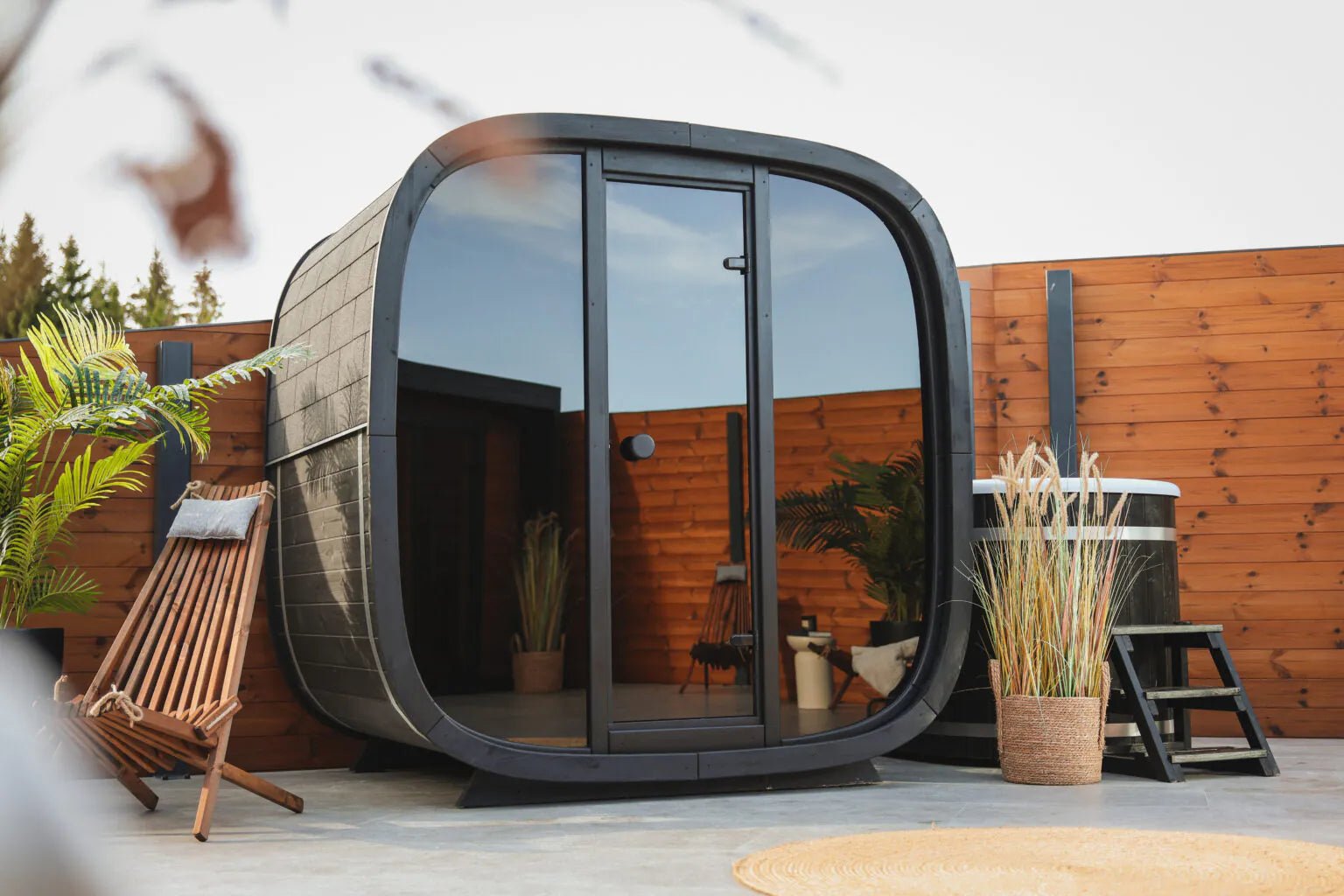 Leil Saunas Black Cube Classic 4-Person Outdoor Sauna Kit - NW Immersion