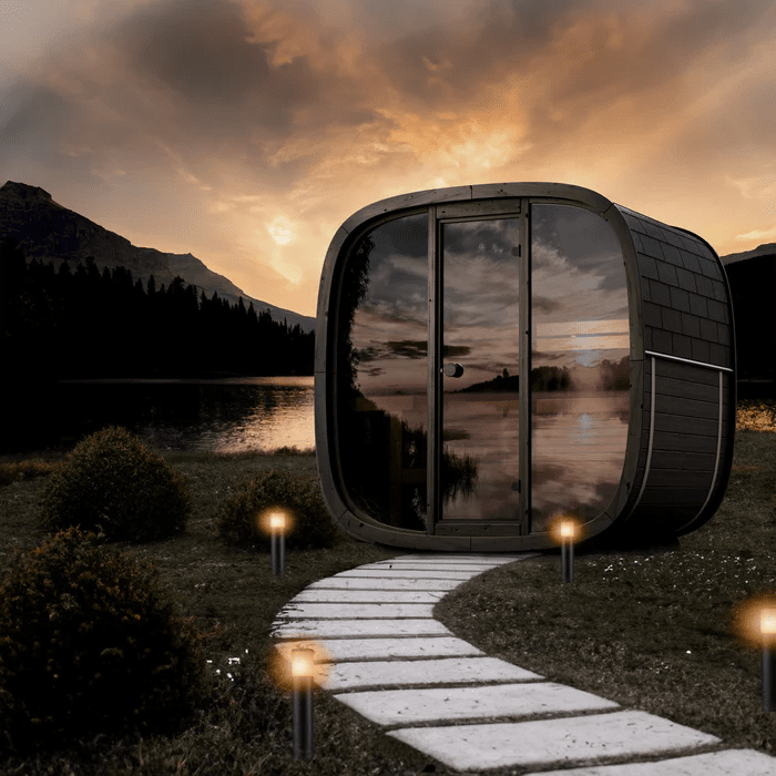 Leil Saunas Black Cube Classic 4-Person Outdoor Sauna Kit - NW Immersion