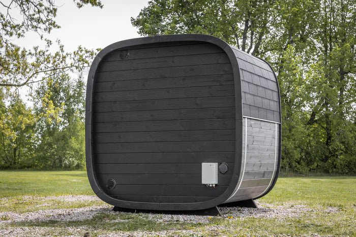 Leil Saunas Black Cube Classic 4-Person Outdoor Sauna Kit - NW Immersion