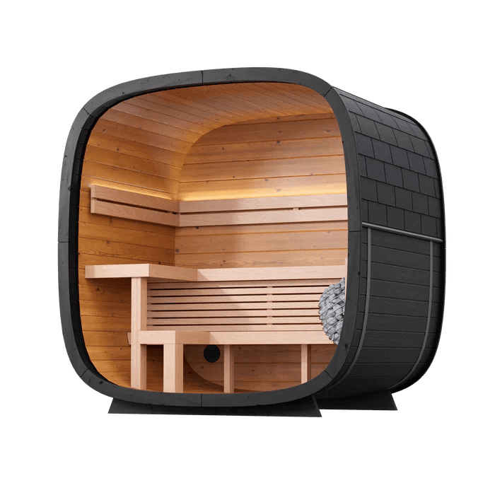 Leil Saunas Black Cube Classic 4-Person Outdoor Sauna Kit - NW Immersion