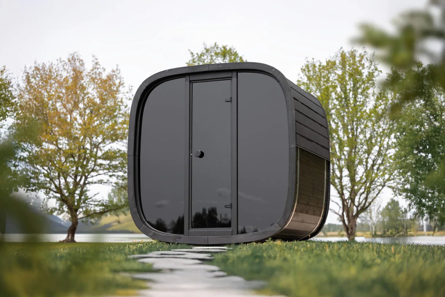 Leil Saunas Black Cube Classic 4-Person Outdoor Sauna Kit - NW Immersion